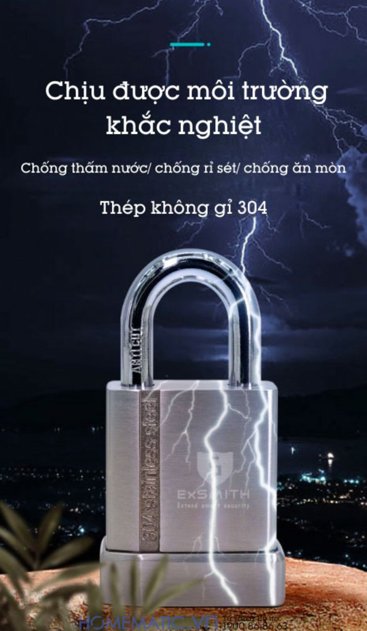 Khóa cổng vân tay ngoài trời Exsmith EPL170【Chống trộm 99%】