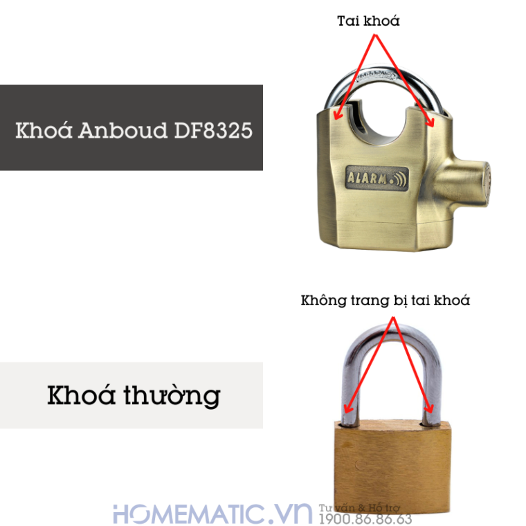 Ổ Khóa Hú Chống Trộm Nhà Chống Cắt Báo động Chống Nước Df8325 so sánh với khoá thường