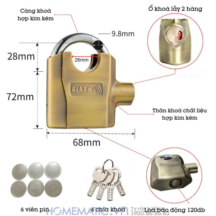 Ổ Khoá Hú Chống Trộm Nhà Chống Cắt Báo động Chống Nước Df8325 Ổ Khoá Hú Chống Trộm Nhà Chống Cắt Báo động Chống Nước Df8325