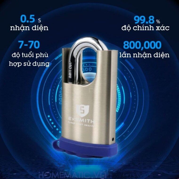 Ổ Khoá Vân Tay Cửa Cổng Chống Cắt Chống Nước Cao Cấp Kèm Chìa điện Tử Exsmith Epl365 vân tay thông minh
