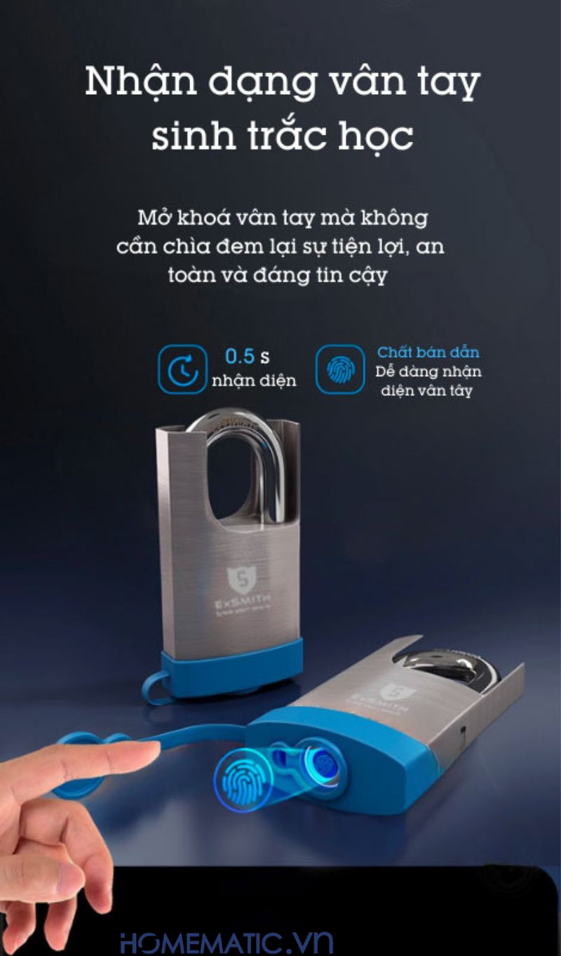 Ổ Khoá Vân Tay Cửa Cổng Chống Cắt Chống Nước Cao Cấp Kèm Chìa điện Tử Exsmith Epl365 vân tay sinh trắc học Ổ Khoá Vân Tay Cửa Cổng Chống Cắt Chống Nước Cao Cấp Kèm Chìa điện Tử Exsmith Epl365 vân tay sinh trắc học