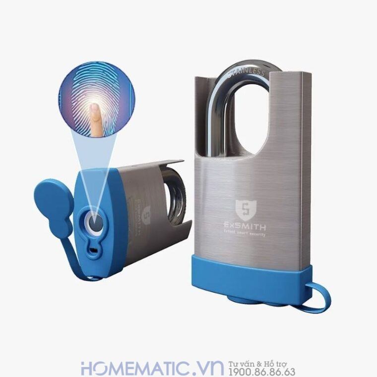 Ổ Khoá Vân Tay Cửa Cổng Chống Cắt Chống Nước Cao Cấp Kèm Chìa điện Tử Exsmith Epl365