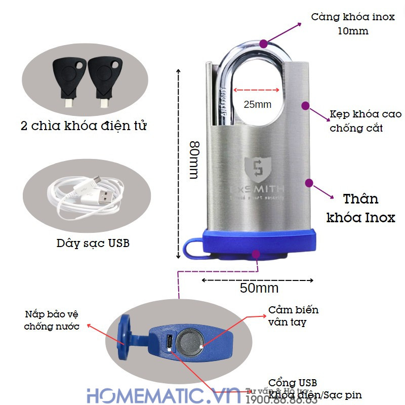 Ổ Khoá Vân Tay Cửa Cổng Chống Cắt Chống Nước Cao Cấp Kèm Chìa điện Tử Exsmith Epl365 Ổ Khoá Vân Tay Cửa Cổng Chống Cắt Chống Nước Cao Cấp Kèm Chìa điện Tử Exsmith Epl365