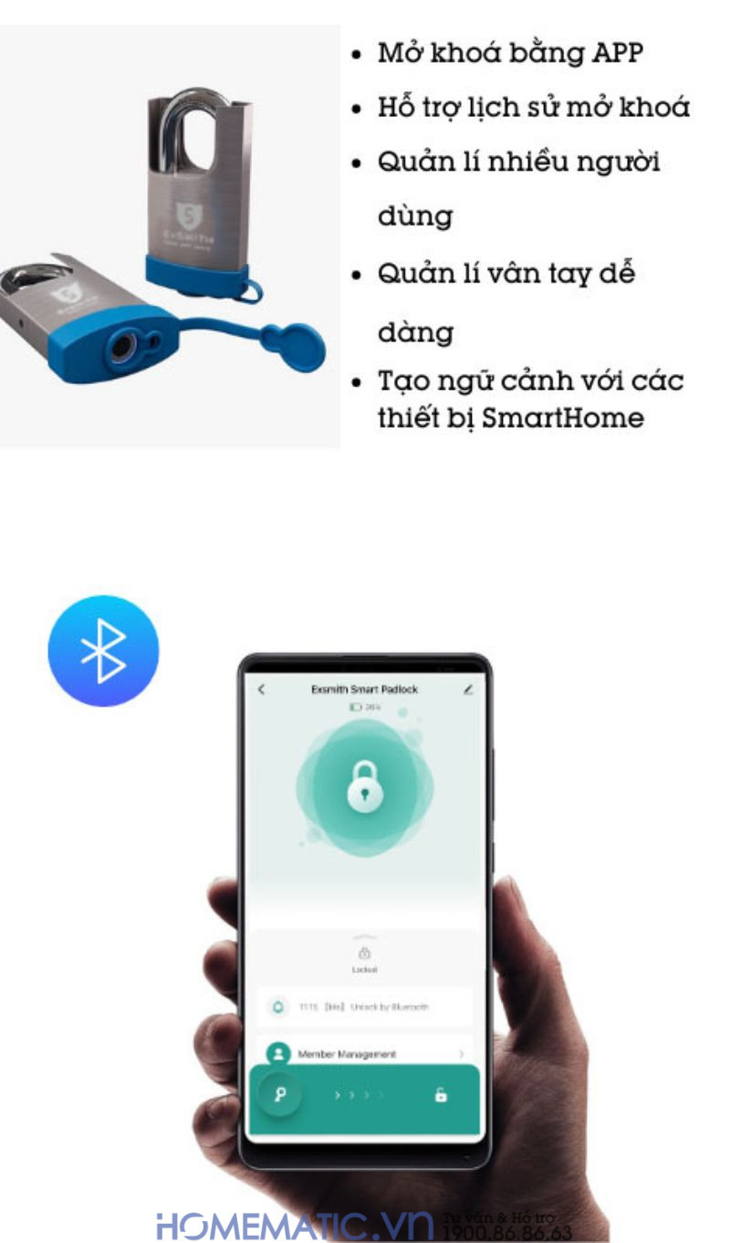 Ổ Khoá Vân Tay Cửa Cổng Chống Cắt Chống Nước Cao Cấp Kèm Chìa điện Tử Exsmith Epl365 kết nối bluetooth, dùng app mở khóa Ổ Khoá Vân Tay Cửa Cổng Chống Cắt Chống Nước Cao Cấp Kèm Chìa điện Tử Exsmith Epl365 kết nối bluetooth, dùng app mở khóa