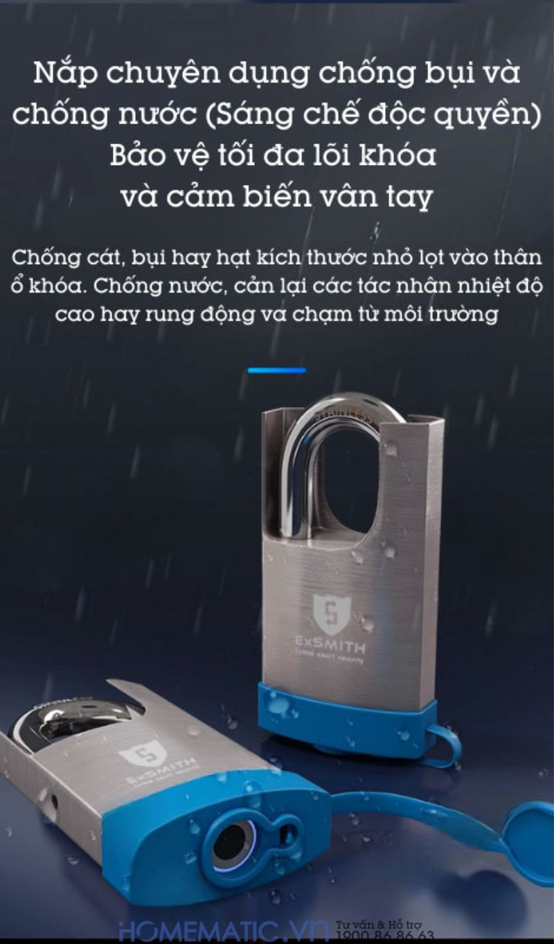 Ổ Khoá Vân Tay Cửa Cổng Chống Cắt Chống Nước Cao Cấp Kèm Chìa điện Tử Exsmith Epl365 trang bị nắp chuyên dụng Ổ Khoá Vân Tay Cửa Cổng Chống Cắt Chống Nước Cao Cấp Kèm Chìa điện Tử Exsmith Epl365 trang bị nắp chuyên dụng