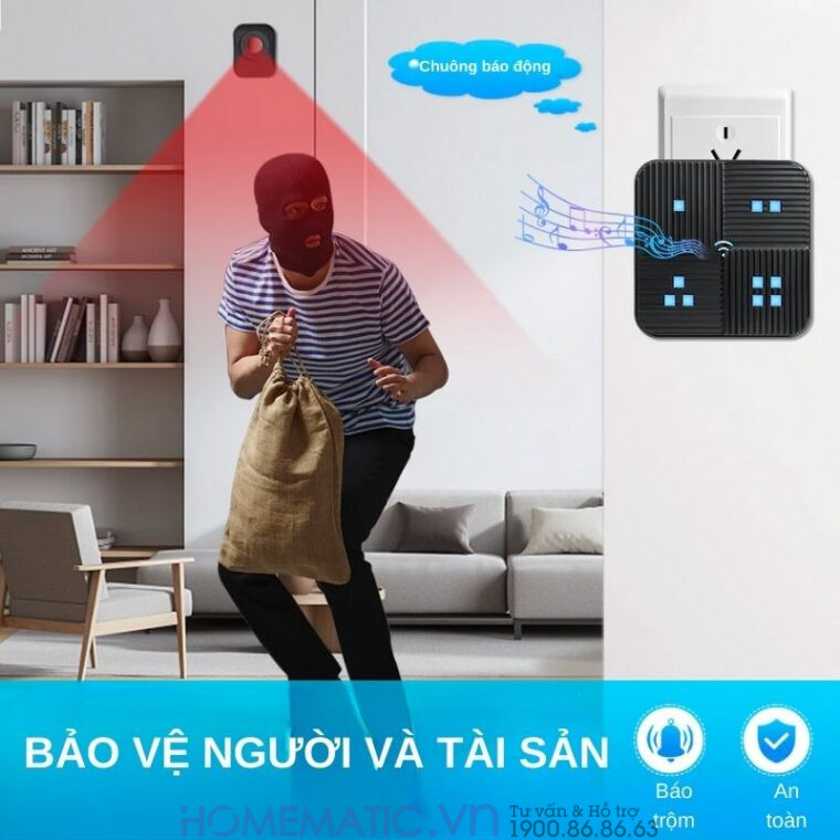 Chuông Báo Khách Báo Trộm Không Dây Khoảng Cách Xa Homematic T505 bảo vệ tài sản