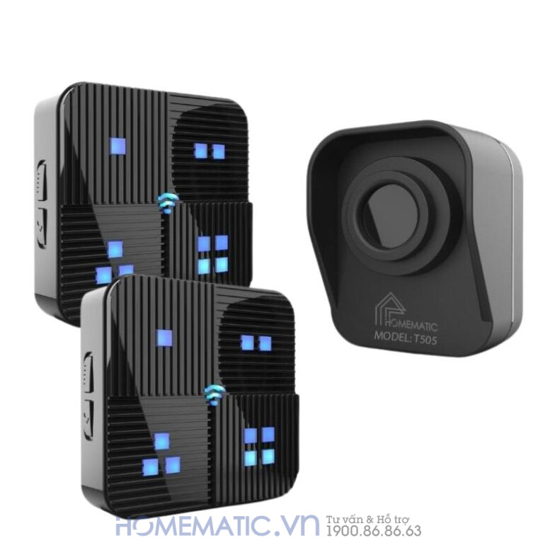 Chuông Báo Khách Báo Trộm Không Dây Khoảng Cách Xa Homematic T505 bộ 1 cảm biến 2 loa chuông