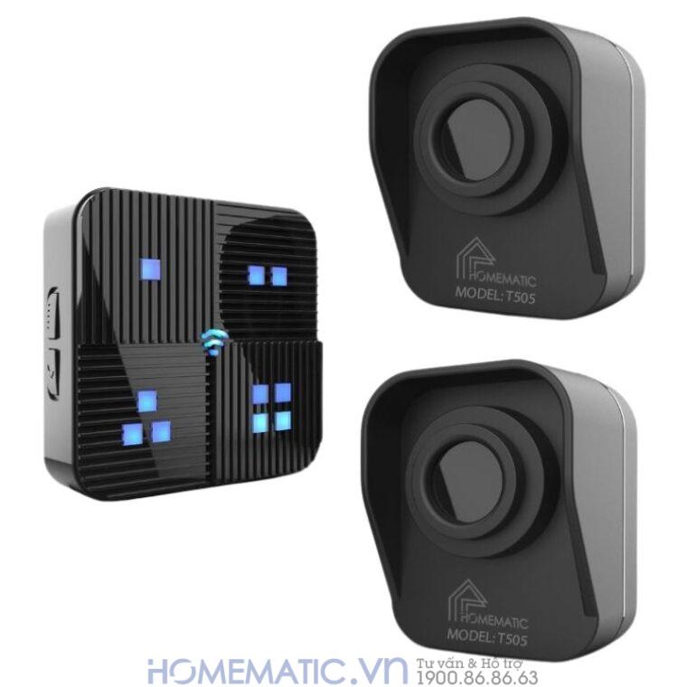 Chuông Báo Khách Báo Trộm Không Dây Khoảng Cách Xa Homematic T505 bộ 2 cảm biến 1 loa chuông