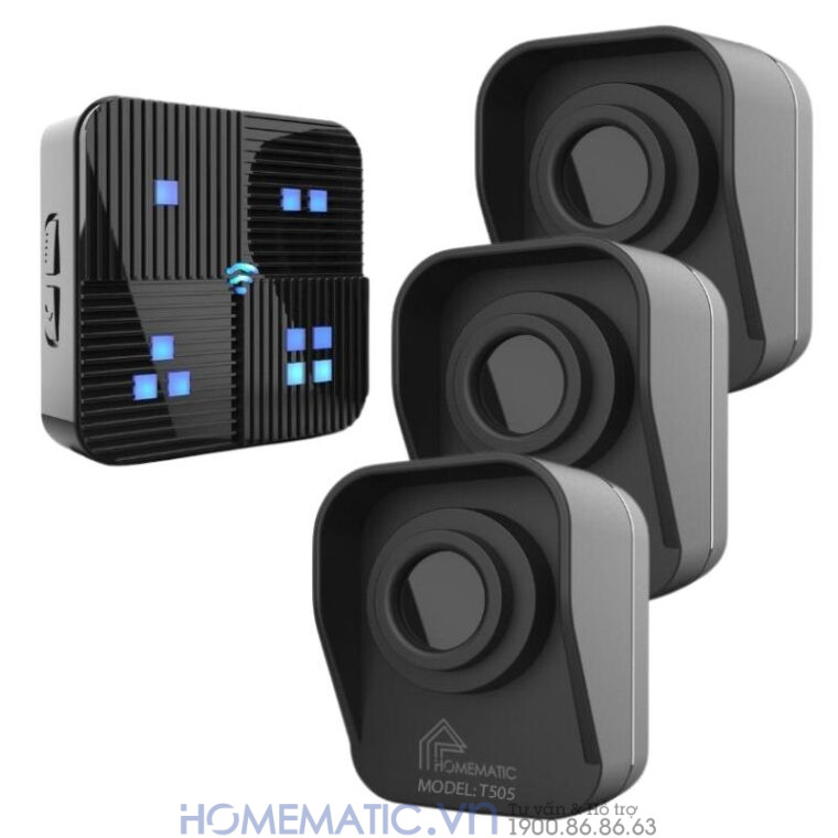 Chuông Báo Khách Báo Trộm Không Dây Khoảng Cách Xa Homematic T505 bộ 3 cảm biến 1 loa chuông