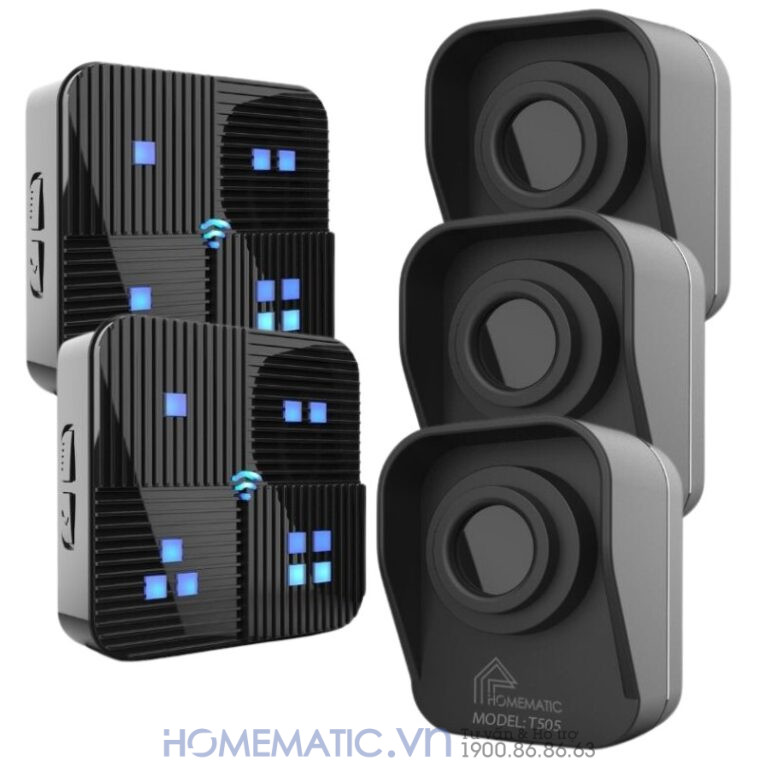 Chuông Báo Khách Báo Trộm Không Dây Khoảng Cách Xa Homematic T505 bộ 2 loa 3 cảm biến
