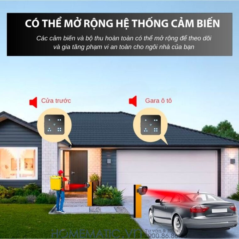 Chuông Báo Khách Báo Trộm Không Dây Khoảng Cách Xa Homematic T505 mở rộng hệ thống