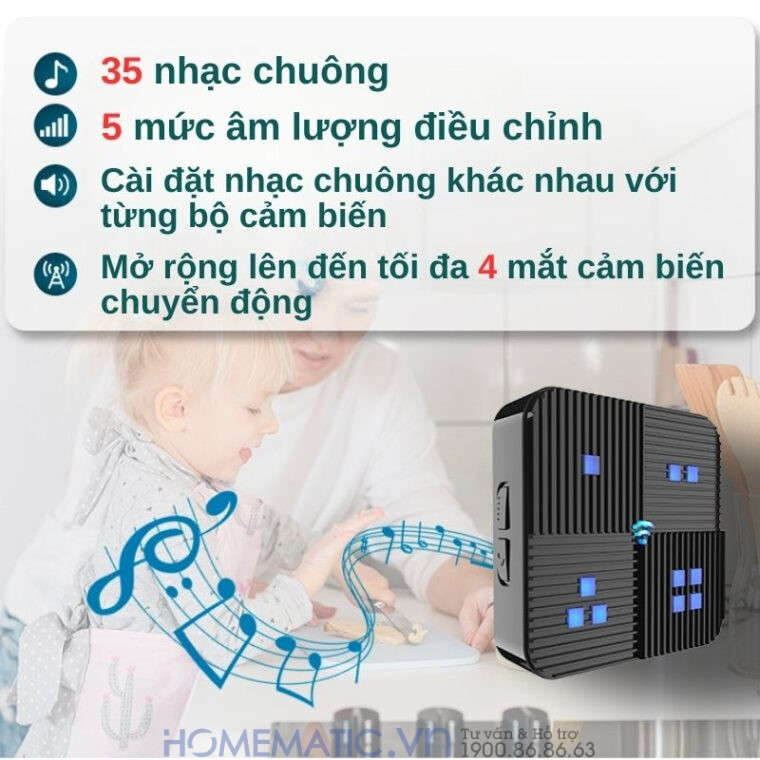 Chuông Báo Khách Báo Trộm Không Dây Khoảng Cách Xa Homematic T505 tính năng đa dạng