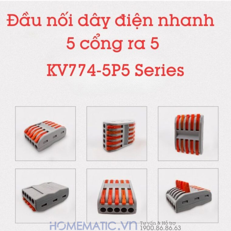 Cút Nối đầu Nối Dây điện Nhanh 5 Cổng Ra 5 Kv774-5p5c