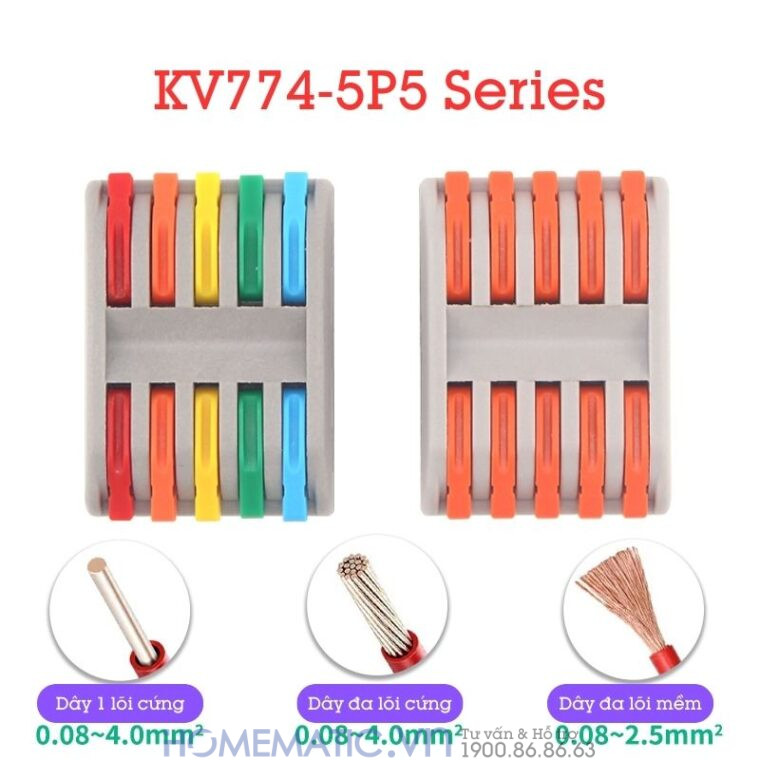 Cút Nối đầu Nối Dây điện Nhanh 5 Cổng Ra 5 Kv774-5p5c