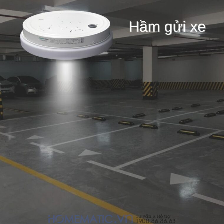 Đèn ốp Trần Cảm Biến Chuyển động Dj-03a lắp đặt hầm gửi xe