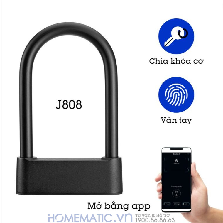 Khóa Chống Trộm Xe Máy Khóa Càng Xe Máy Vân Tay Thông Minh Jinjian J808