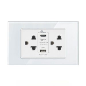 Ổ Cắm điện Có Cổng Usb âm Tường Hỗ Trợ Sạc Nhanh Pd 3.0 Pps Homematic Hm-usb2 màu trắng