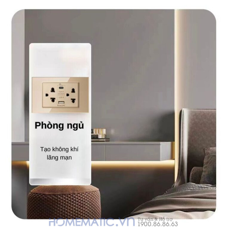 Ổ Cắm điện Có Cổng Usb âm Tường Hỗ Trợ Sạc Nhanh Pd 3.0 Pps Homematic Hm-usb2 ứng dụng phòng ngủ