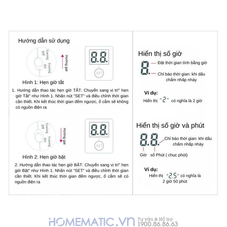Ổ Cắm Hẹn Giờ Lùi ổ điện Hẹn Giờ Al09-2d hướng dẫn sử dụng