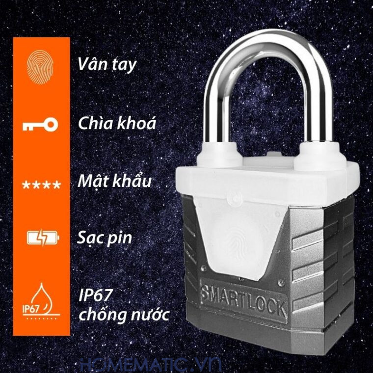 Ổ Khóa Vân Tay Chống Nước Chống Trộm Loại To Exsl thông minh