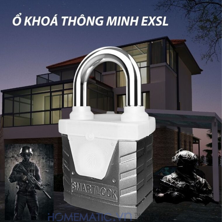 Ổ Khóa Vân Tay Chống Nước Chống Trộm Loại To Exsl