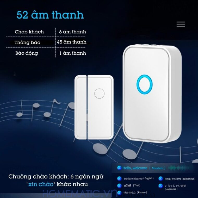 Chuông Báo Mở Cửa Báo Khách Báo Trộm Cacazi M28d có nhiều âm thanh khác nhau