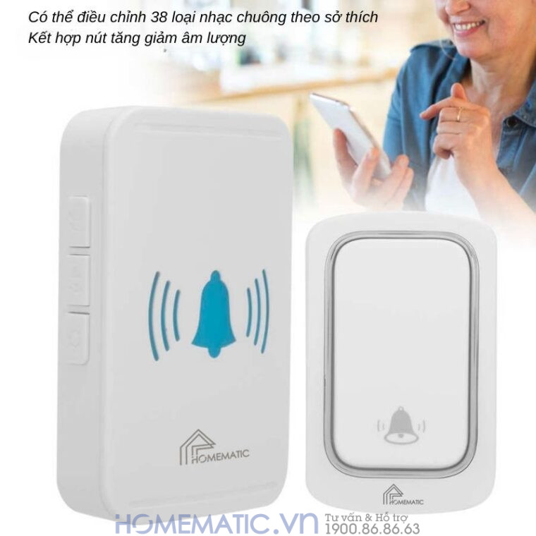 Chuông Cửa Wifi Thông Minh Không Dùng Pin Homematic Ml001 cho người già