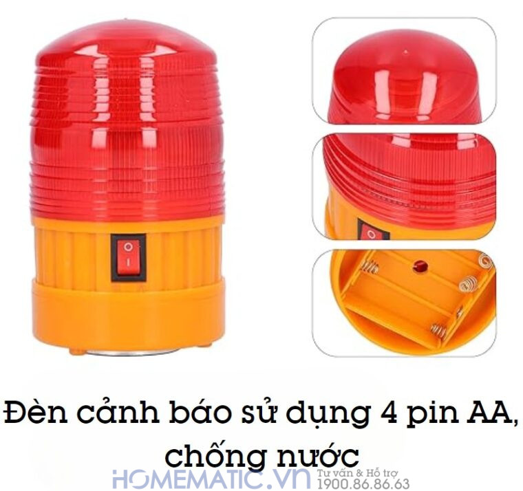 Đèn Cảnh Báo sử dụng 4 pin AA Đèn Cảnh Báo sử dụng 4 pin AA