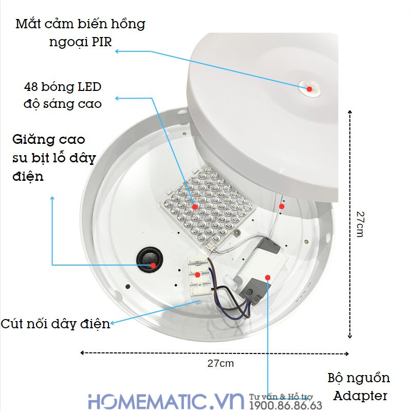 Đèn ốp Trần Cảm Biến Chuyển động Dj-03a các chức năng sản phẩm
