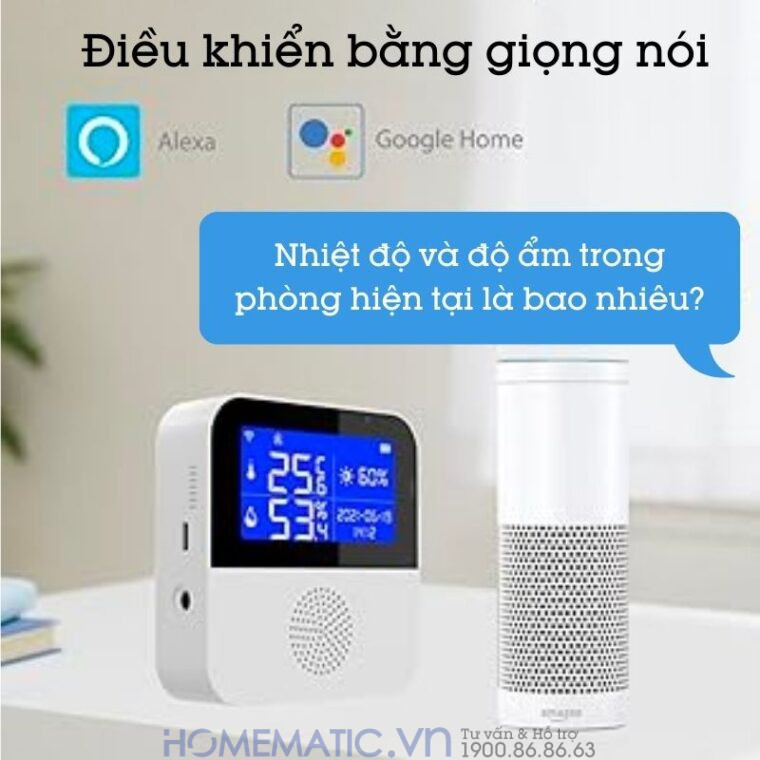 Nhiệt ẩm Kế Wifi Tuya Th200 Cảnh Báo đo Nhiệt độ độ ẩm Phòng điều khiển giọng nói