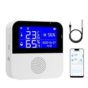Nhiệt ẩm Kế Wifi Tuya Th200 Cảnh Báo đo Nhiệt độ độ ẩm Phòng kết nối wifi