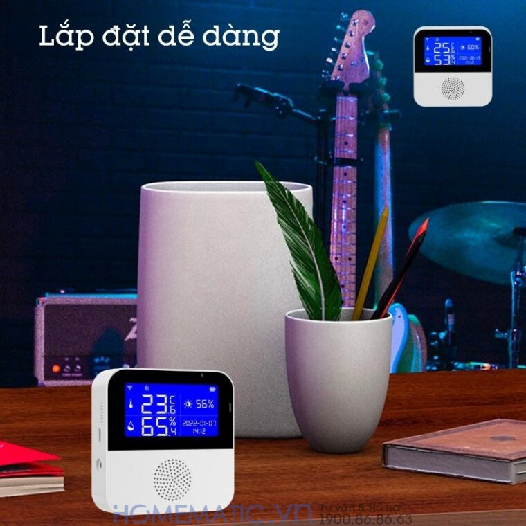 Nhiệt ẩm Kế Wifi Tuya Th200 Cảnh Báo đo Nhiệt độ độ ẩm Phòng kết nối thông minh