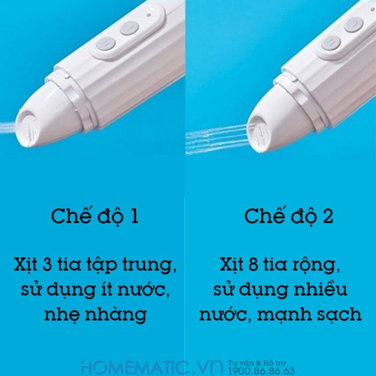 Vòi Xịt đít Di động Vệ Sinh Cầm Tay Mini Du Lịch 2 Chế độ 3 tia và 8 tia