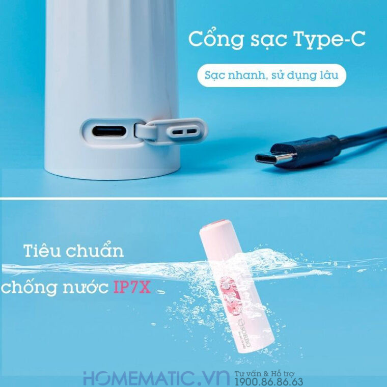 Vòi Xịt đít Di động Vệ Sinh Cầm Tay Mini Du Lịch 4 Chế độ Sb-9602 cổng sạc tiện lợi