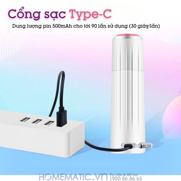 Vòi Xịt đít Di động Vệ Sinh Cầm Tay Mini Du Lịch 4 Chế độ Sb-9602 cổng sạc type-c