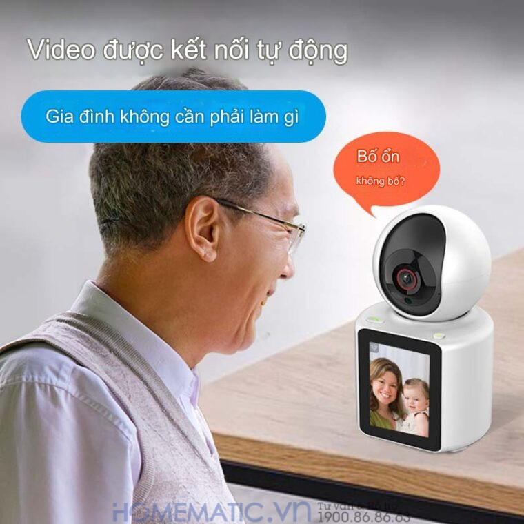 Camera Không Dây Wifi Trong Nhà Có Màn Hình 2.8inch Giám Sát Trẻ Em, Người Già, Gọi Video Cc31