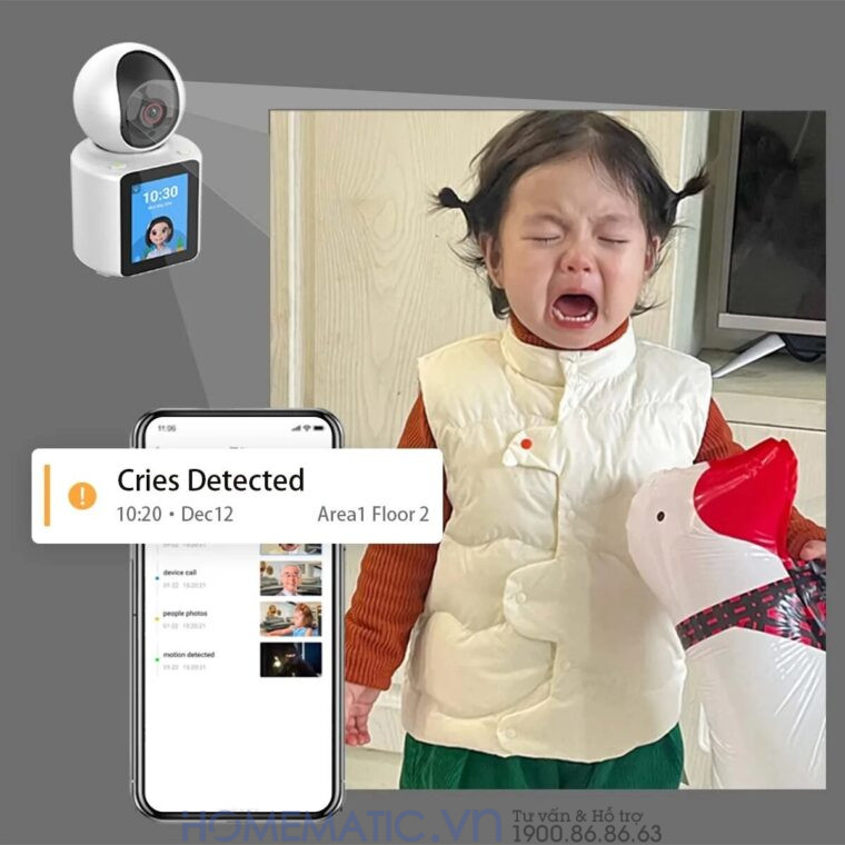 Camera Không Dây Wifi Trong Nhà Có Màn Hình 2.8inch Giám Sát Trẻ Em, Người Già, Gọi Video Cc31