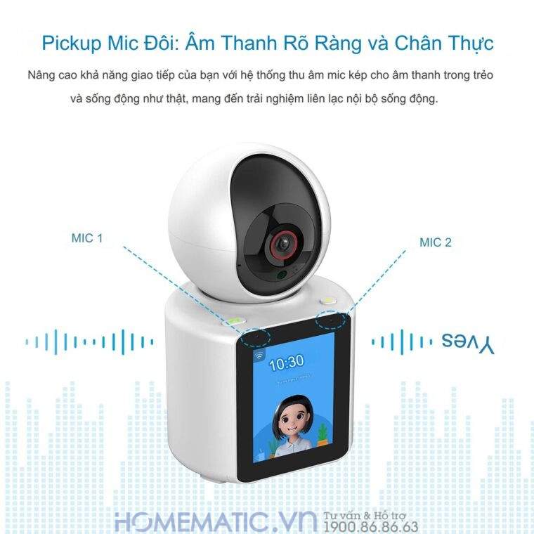 Camera Không Dây Wifi Trong Nhà Có Màn Hình 2.8inch Giám Sát Trẻ Em, Người Già, Gọi Video Cc31