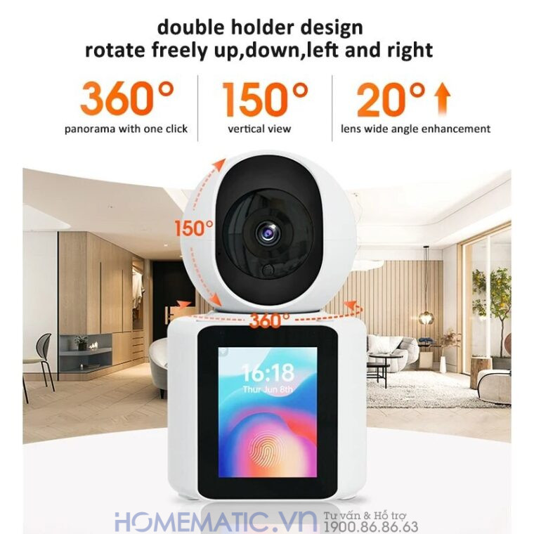 Camera Không Dây Wifi Trong Nhà Có Màn Hình 2.8inch Giám Sát Trẻ Em, Người Già, Gọi Video Cc31