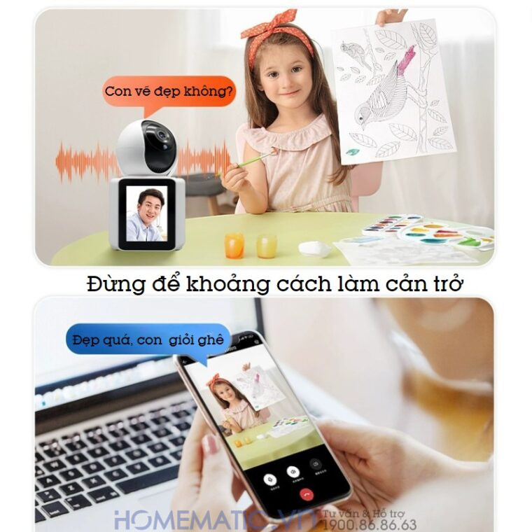 Camera Không Dây Wifi Trong Nhà Có Màn Hình 2.8inch Giám Sát Trẻ Em, Người Già, Gọi Video Cc31