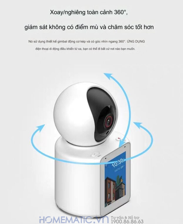 Camera Không Dây Wifi Trong Nhà Có Màn Hình 2.8inch Giám Sát Trẻ Em, Người Già, Gọi Video Cc31