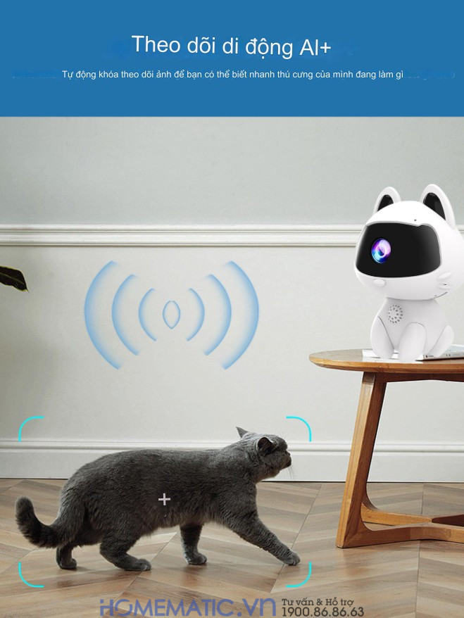 Camera Wifi Giám Sát Hình Thú Cưng Trang Trí để Bàn, Giá Sách Kv9pet