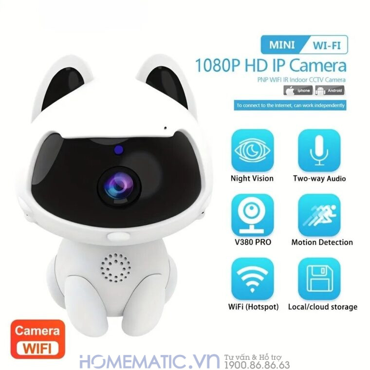 Camera Wifi Giám Sát Hình Thú Cưng Trang Trí để Bàn, Giá Sách Kv9pet