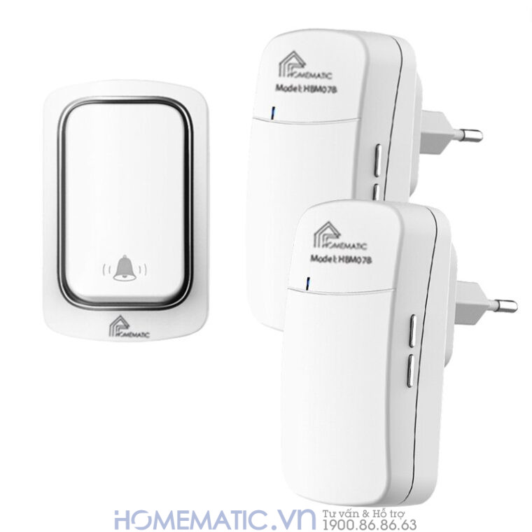 Chuông Cửa Không Dây Không Pin Homematic Hbm078 bộ 1 nút bấm 2 loa chuông