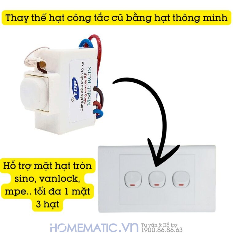 Hạt Công Tắc điều Khiển Từ Xa Bằng Remote Lắp âm Tường Tpe (2023)