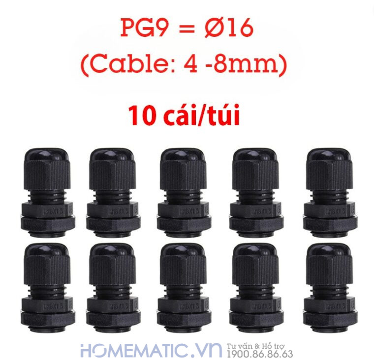 Ốc Siết Cáp Nhựa Chống Nước Pg9 đen