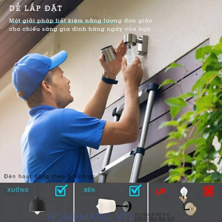 Bóng đèn Cảm Biến Người Cảm ứng Chuyển động Pir Xoay Góc Kín Nước Homematic Pir-wr