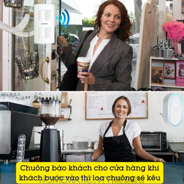 Chuông Báo Khách Thông Minh Wifi Báo Về điện Thoại Tdb12p