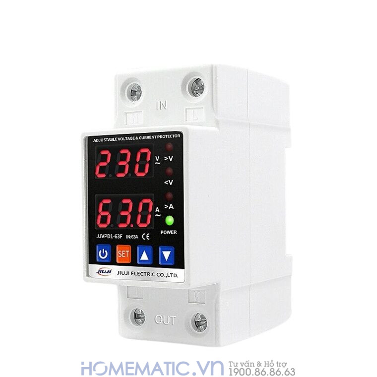 Thiết Bị Bảo Vệ Quá áp, Thấp áp, Quá Tải, Hỗ Trợ Bật Tắt Tải 63a Tvps1-63c