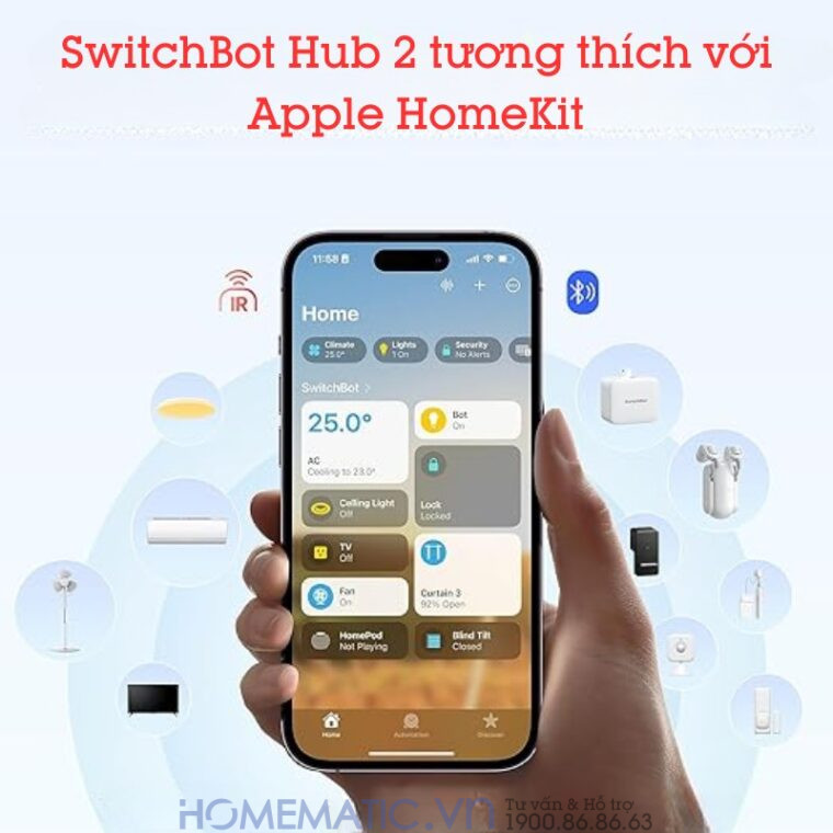 Bộ điều Khiển Trung Tâm Nhà Thông Minh Có Nhiệt ẩm Kế Switchbot Hub 2 Sb-h2 Chuẩn Master